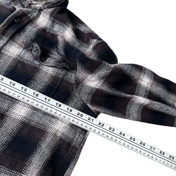 Orvis Heavyweight Flannel Shirt Men’s Small Black Brown Plaid Black Button Thick - Picture 8 of 10